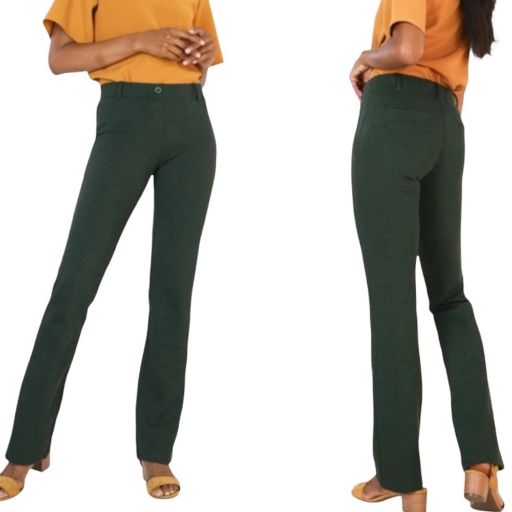 Betabrand pull on yoga straight leg work pants, size XS in Hunter green color